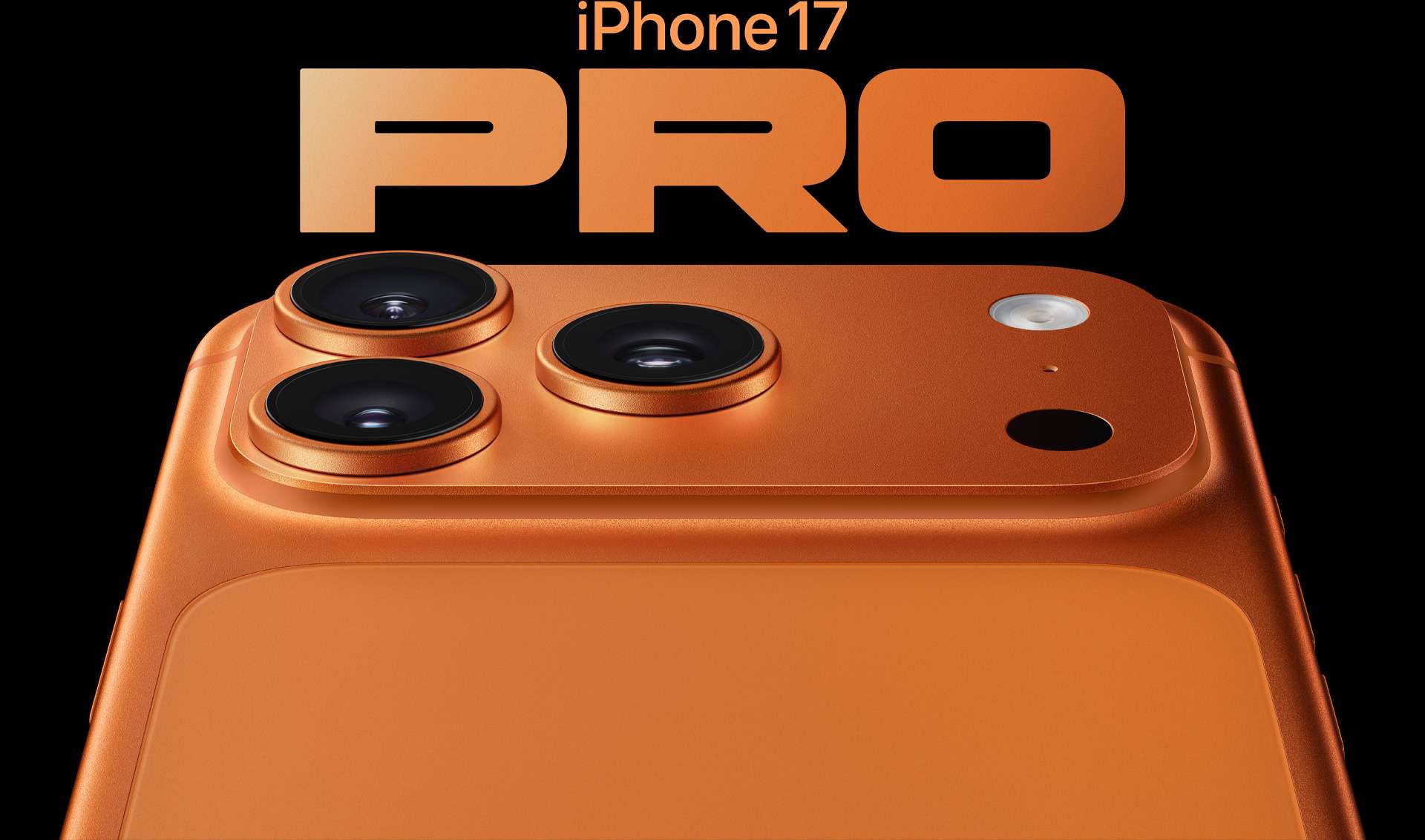 iPhone 17 Pro em cor laranja com novo sistema de câmaras triplo, disponível na loja Reparação Mobile em Portimão e online