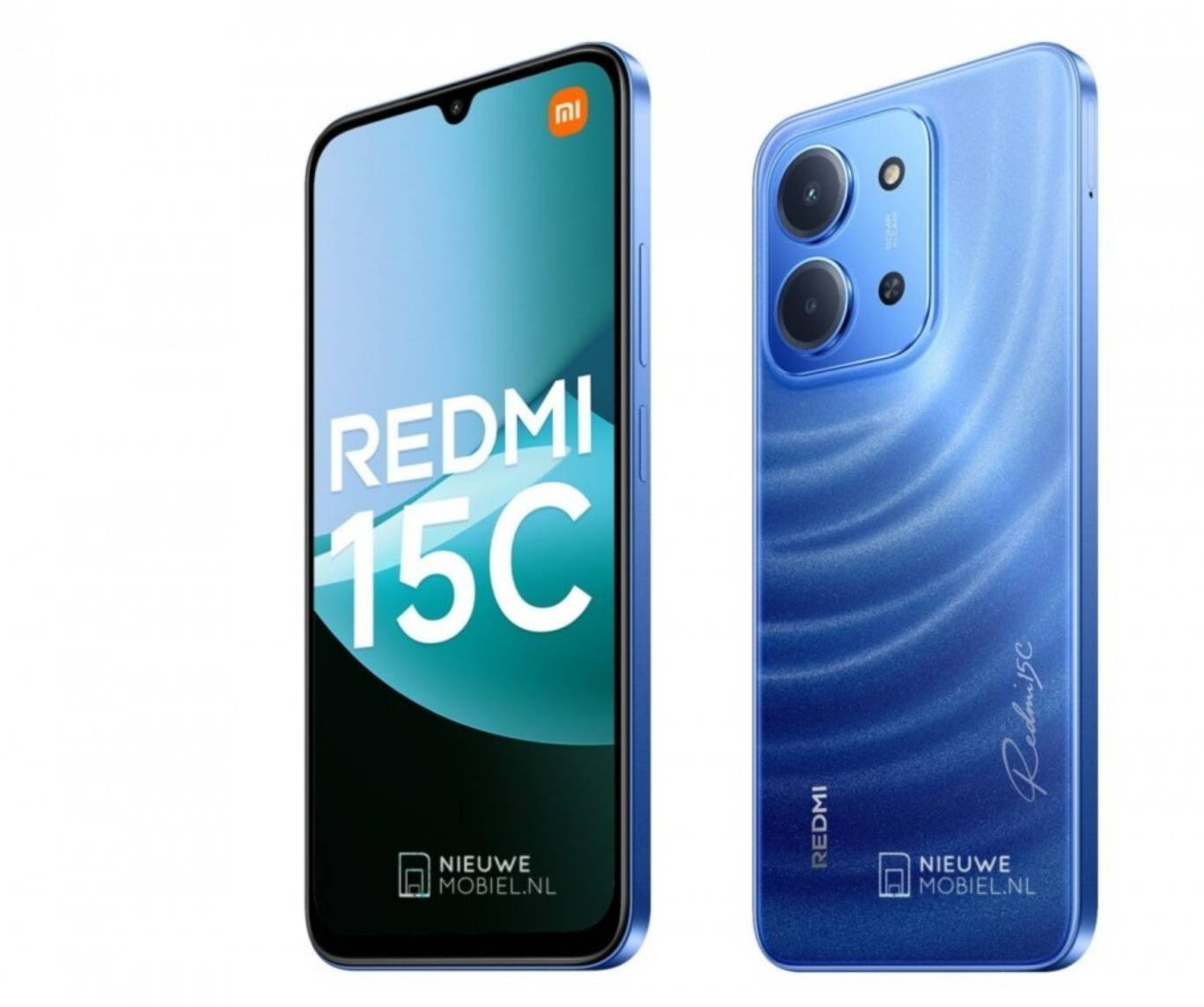 Xiaomi Redmi 15C 4G cor azul, vista frontal e traseira, smartphone disponível em Portugal com bateria de 6000mAh e ecrã 6.9 polegadas