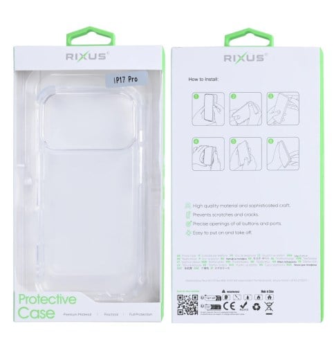 Capa Rixus Anti-Burst para iPhone 17 Pro Transparente