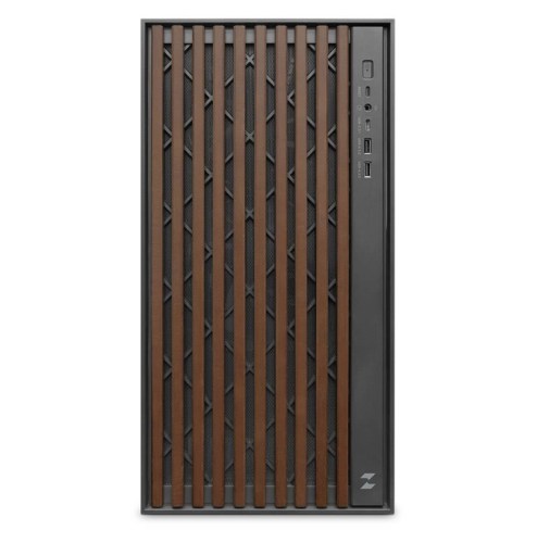 Caixa ATX Zolyd Dynaria com Vidro Temperado e Painel de Madeira Preto