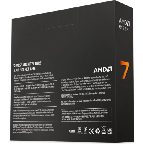 Processador AMD RYZEN 7 9700X 8-Core 3.8GHz c/ Turbo 5.5GHz AM5