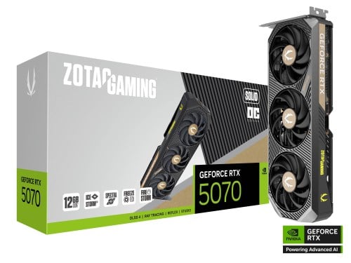 Placa Gráfica ZOTAC GAMING GeForce RTX 5070 SOLID OC 12GB GDDR7 Reflex 2 RTX AI DLSS4